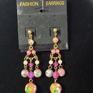 Ladies 3" Multi-Color Hanging Earrings. NWOT